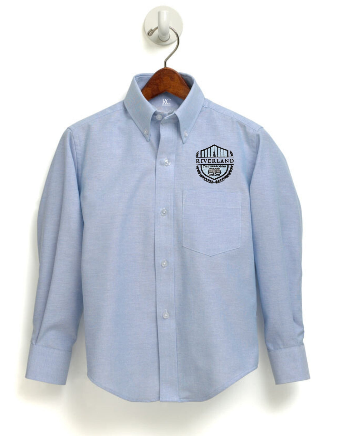 dress shirt long collar Pale Blue Weekend Fit Shirt with Long Point Collar and Single Button Cuffs