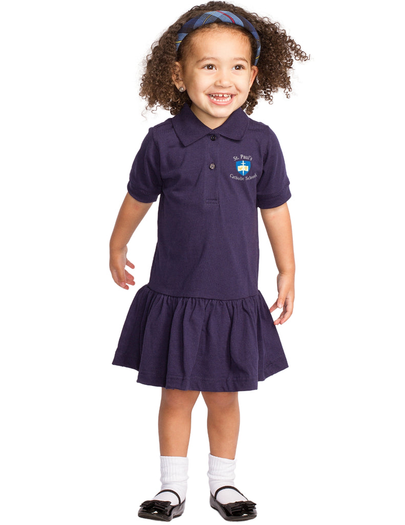 navy blue uniform dress girls The Children's Place Girls' Uniform Ponte Knit 2 In 1 Dress